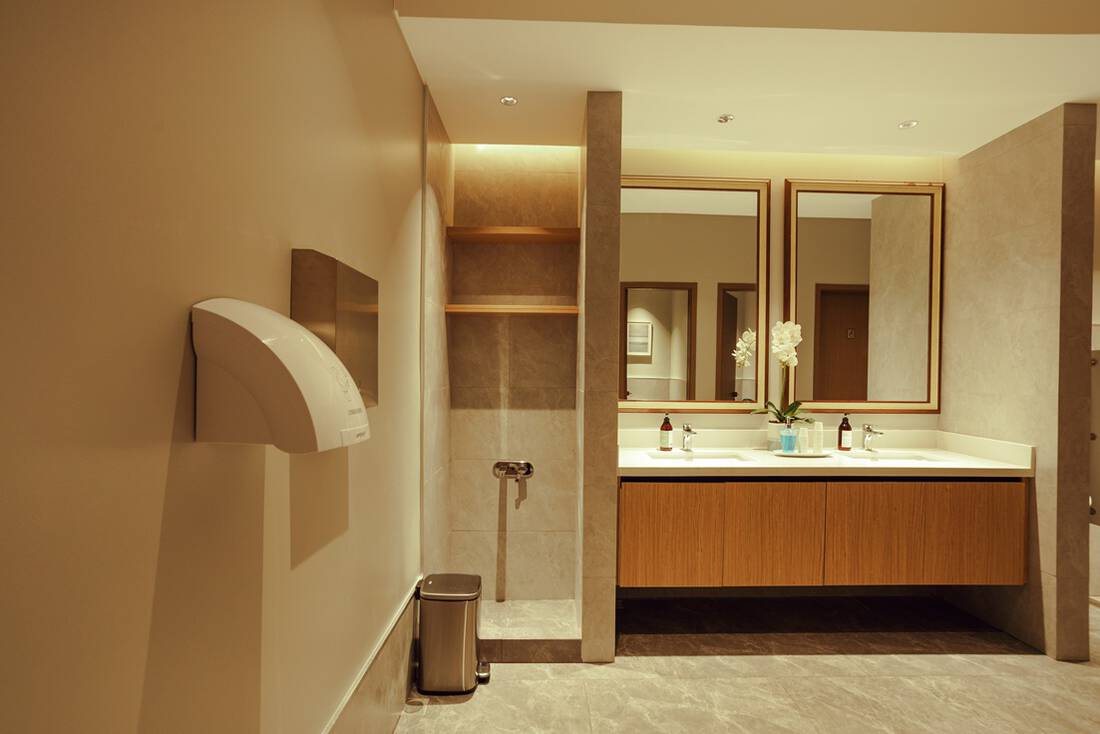 The toilet facilities at a marhaba airport lounge