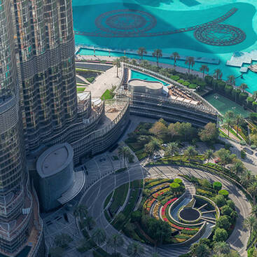 A rooftop overlooking Dubai Fountain