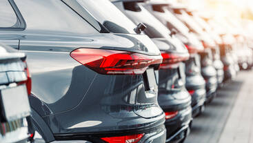 A line up of black cars