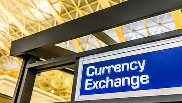 A currency exchange sign