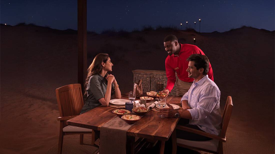 A couple enjoying a dinner