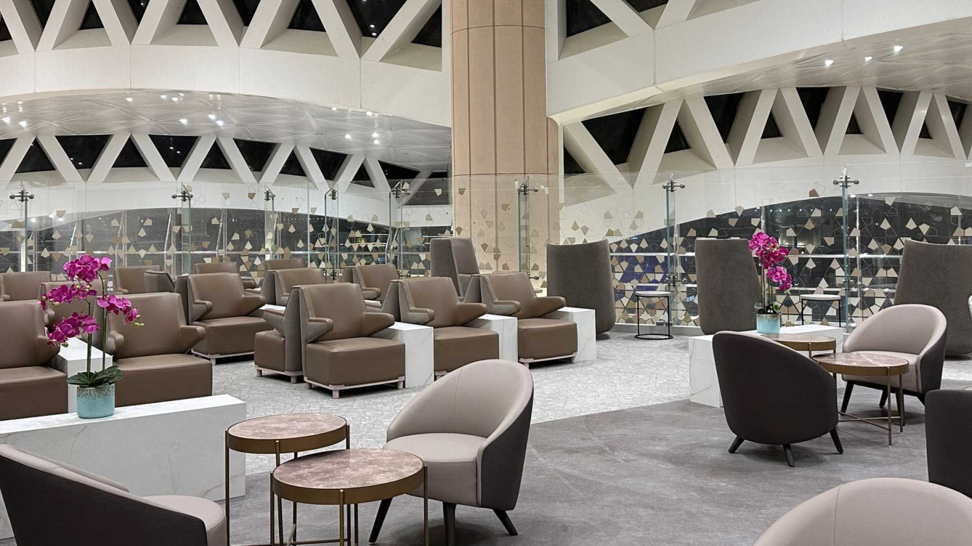 The interior of Plaza Premium Lounge in Riyadh International Airport