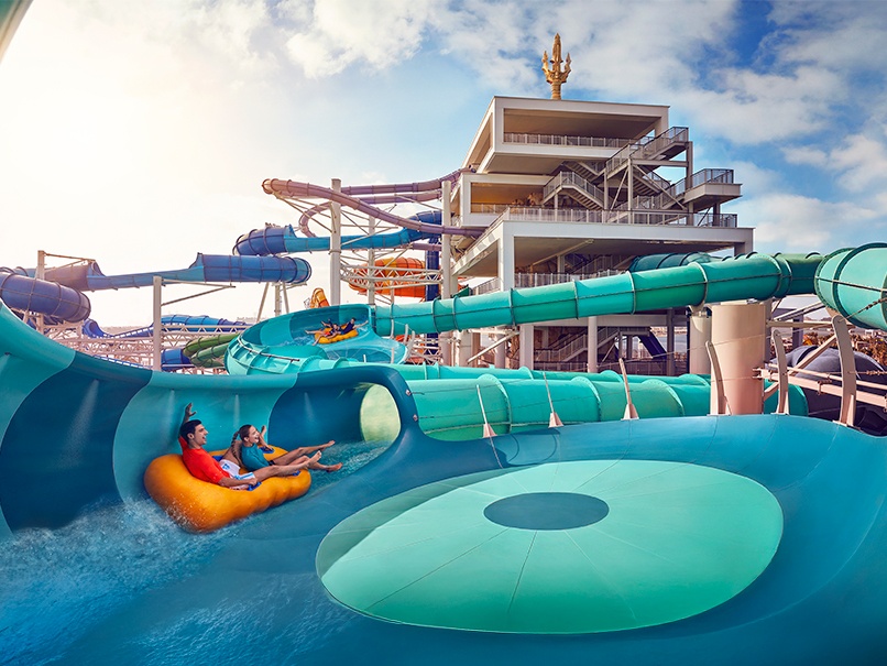 Desert safari A photograph showing a variety of waterslides at Atlantis Aquaventure
